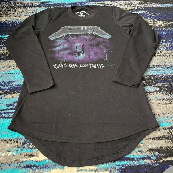 NWOT Mens Licensed Black Metallica Ride the Lightning Terry Tunic T-Shirt Size S - Picture 3 of 7